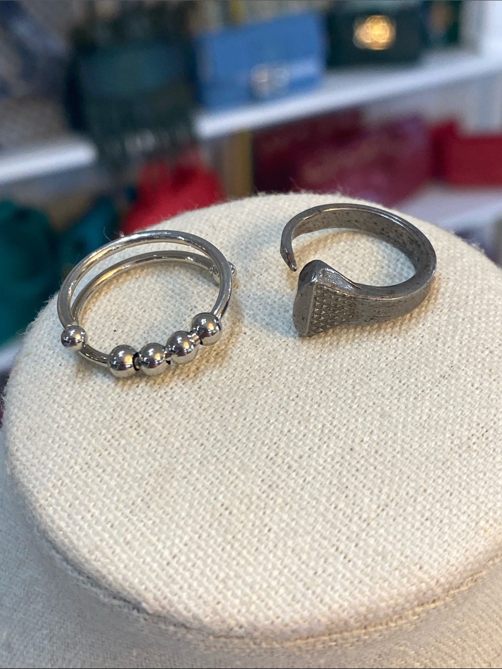 Two silver tone rings